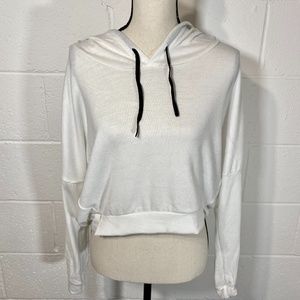 OTL Apparel Cropped White Dolman Sleeve Hoodie